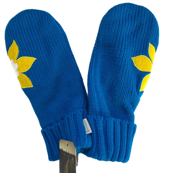 Kootenay Mitts Mittens Blue With Yellow Flower Size L/XL New NWT - Picture 1 of 6